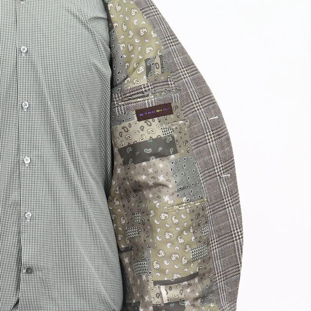 ETRO 44S Brown Check 2-Button Sport Coat Blazer Jacket T142